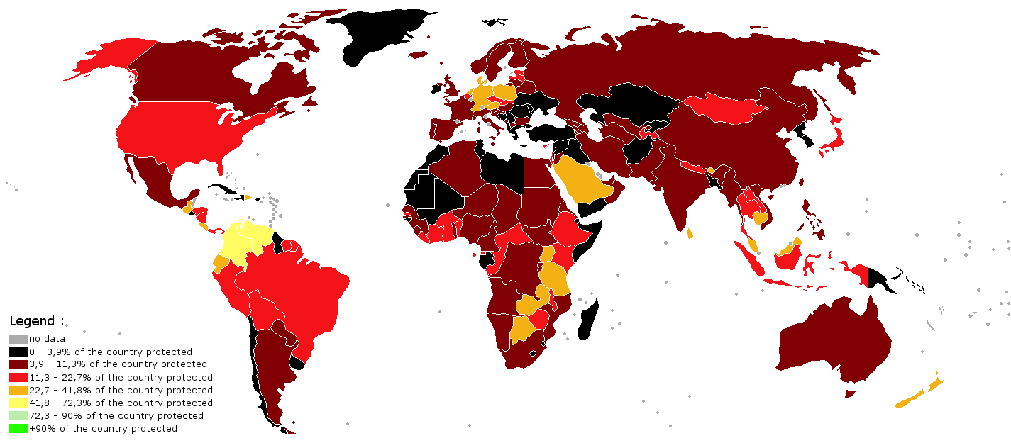 world map of country protected